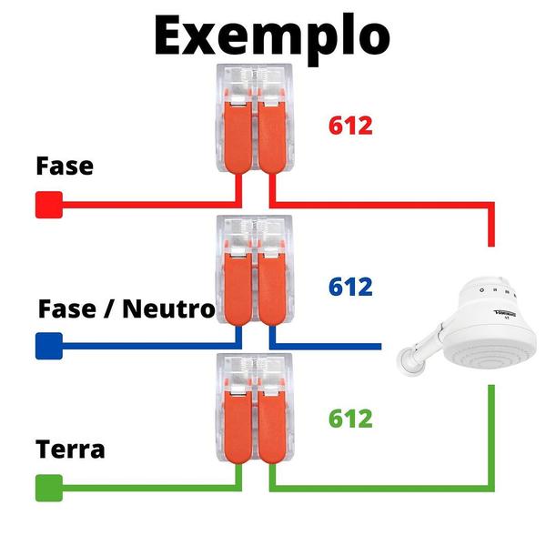 Imagem de 100un Conector Emenda Derivação Para Iluminação e Chuveiro 2 vias 6mm 40A/450V