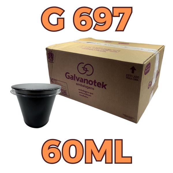 Imagem de 100un Molheira 60ml Galvanotek Preto C/ Tampa Shoyu,maionese