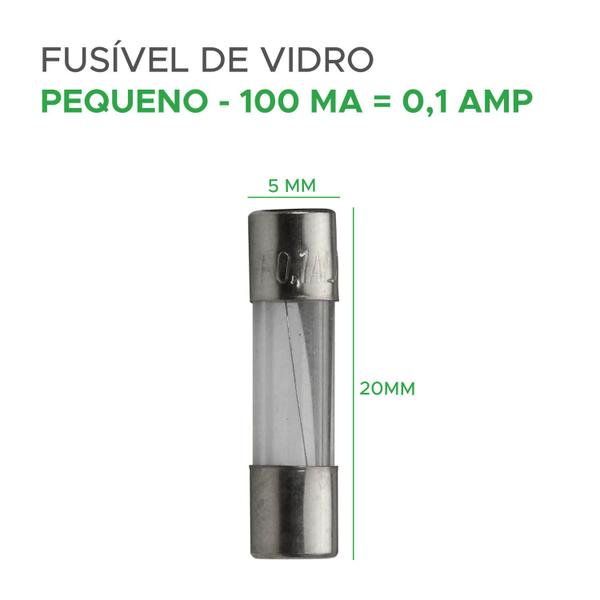 Imagem de 100x Fusível De Vidro 5x20 Pequeno Kit Com 100 Peças 100ma