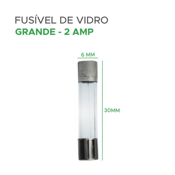 Imagem de 100x Fusível De Vidro 6x30 Grande Kit Com 100 Peças 2 Amp