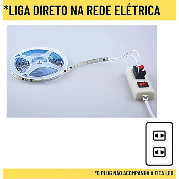 Imagem de 10m Fita Led 120led/m 110v ou 220v Direta Energia Para Perfil IP44