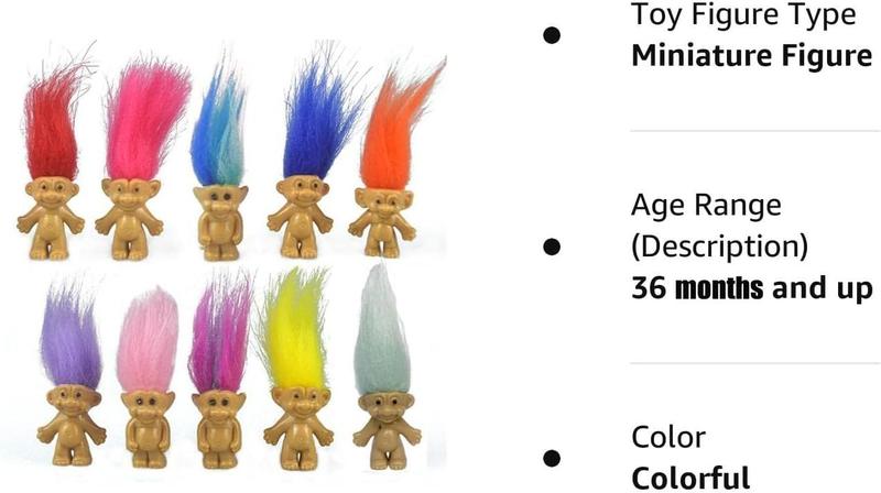 Imagem de 10PCS Mini Troll Dolls, PVC Vintage Trolls Lucky Doll Mini Action Figures 1.2" Cake Toppers Chromatic Lovely Little Guys Collection, Projeto Escolar, Artesanato, Festas Favores