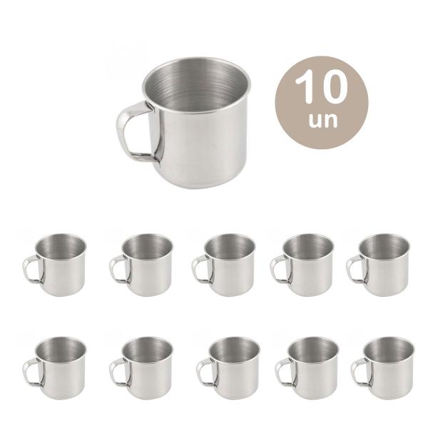 10un Caneca copo alumínio café chá 300ml canequinha cozinha - Yazi Imagem de 10un Caneca copo alumínio café chá 300ml canequinha cozinha