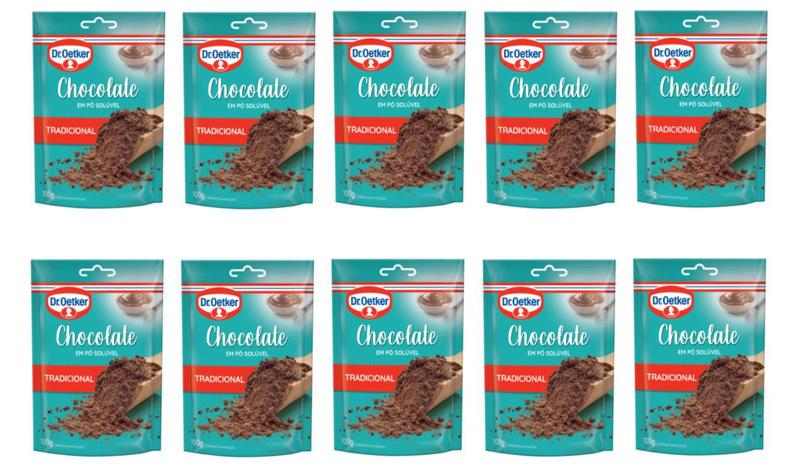 10un Chocolate Em Pó Tradicional Sachê 100g Cada -Dr. Oetker Imagem de 10un Chocolate Em Pó Tradicional Sachê 100g Cada -Dr. Oetker