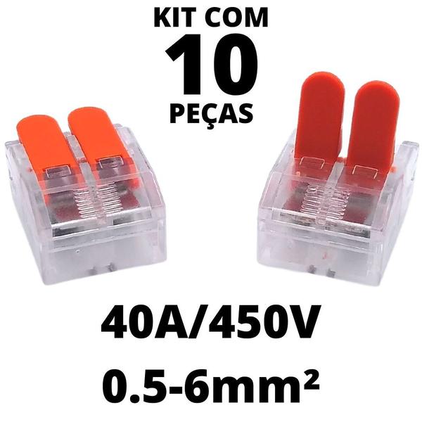 Imagem de 10un Conector Emenda Derivação Para Iluminação e Chuveiro 2 vias 6mm 40A/450V