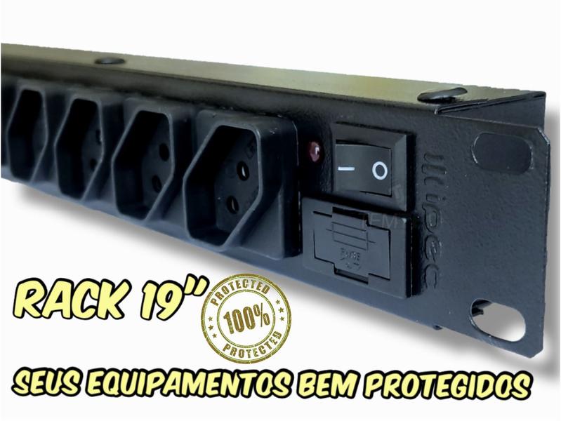 Imagem de 10un filtro de linha régua rack ipec 12 tom biv profissional