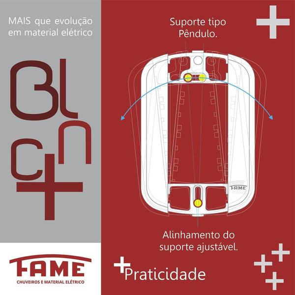 Imagem de 10un Interruptor Simples 16A e Tomada Dupla Padrão 2P+T 20A Com Placa Blanc Mais FAME