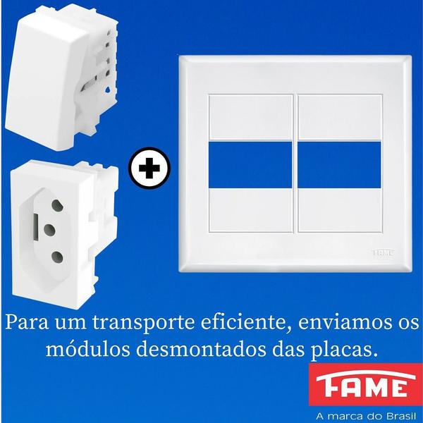 Imagem de 10un Interruptor Simples 16A e Tomada Padrão 2P+T 20A Com Placa Evidence FAME