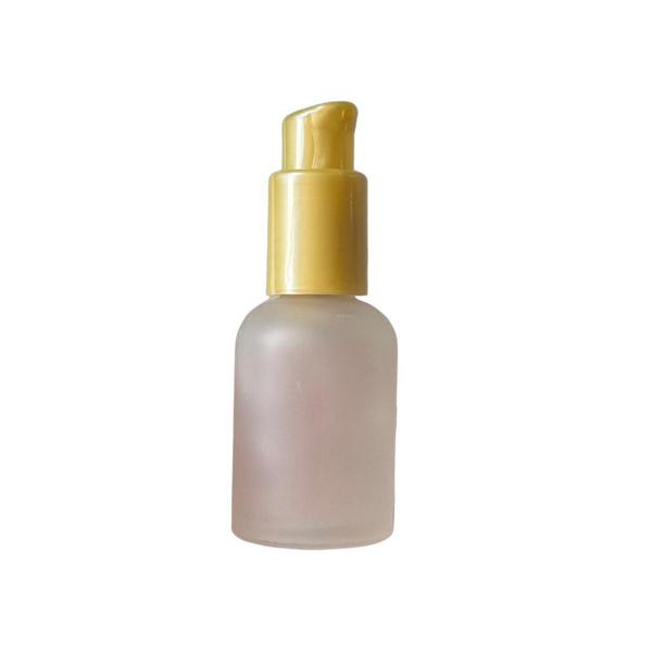 Imagem de 10un Mini Frasco de Vidro Rosa Fosco Pump Dourado 30ml