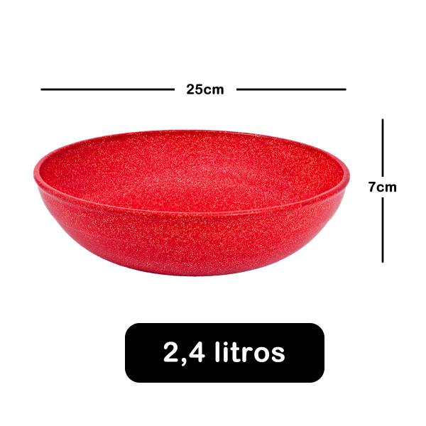 Imagem de 10un Saladeira redonda 2,4 litros tigela bowl 25cm vermelho