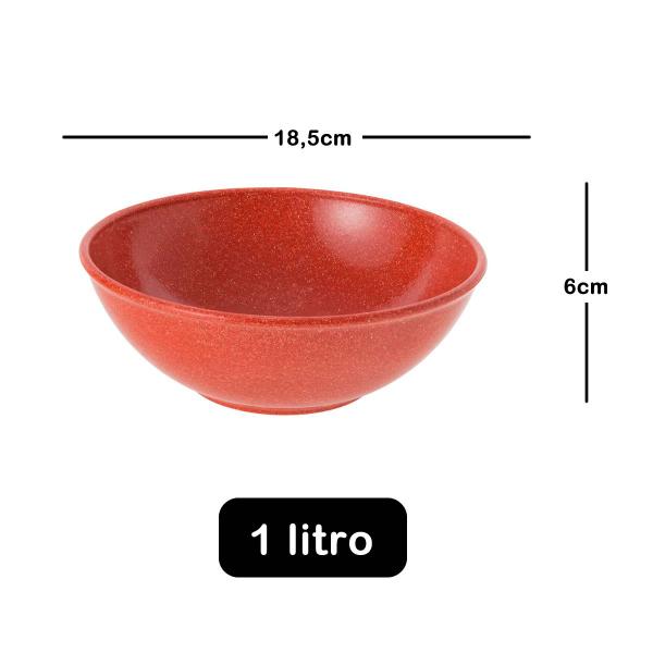 Imagem de 10un Tigela bowl 1lt salada petiscos Vermelho