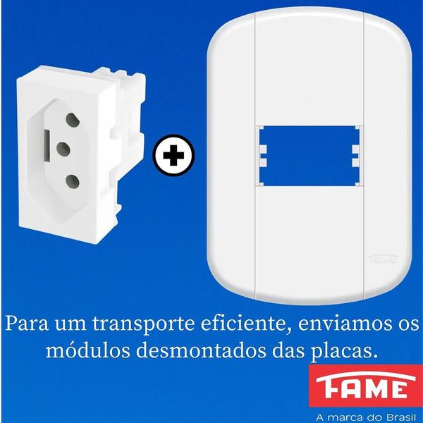 Imagem de 10un Tomada Padrão 2P+T 20A Com Placa Blanc Mais FAME