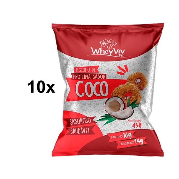 Imagem de 10x Biscoito De Coco - 45g - Wheyviv