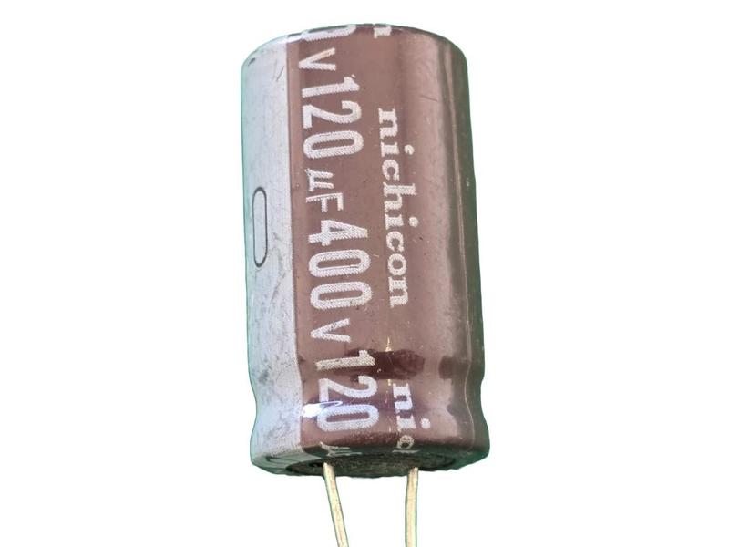 10x Capacitor Eletrolitico 120uf/400v 105 18x33mm Nichicon Imagem de 10x Capacitor Eletrolitico 120uf/400v 105 18x33mm Nichicon