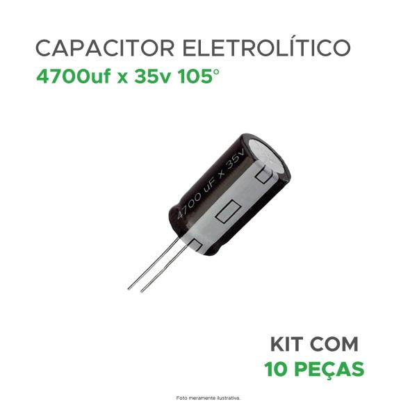 Imagem de 10x Capacitor Eletrolítico 4700uf x 35v 105º Kit c/ 10 Peças