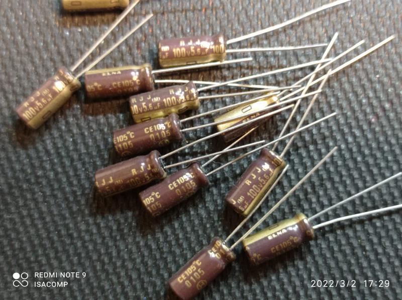 Imagem de 10x Capacitor Eletrolitico 5,6uf/100v 105º 5x11mm Elna