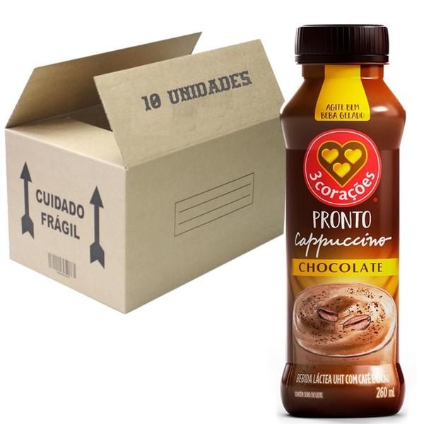 10X Cappuccino Pronto Chocolate 3 Corações 260Ml - 3 Coracoes Imagem de 10X Cappuccino Pronto Chocolate 3 Corações 260Ml