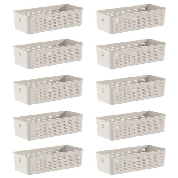 10x Cestos 4,5L Organizador OU Flow Bege 9cm x 15cm x 34cm Imagem de 10x Cestos 4,5L Organizador OU Flow Bege 9cm x 15cm x 34cm