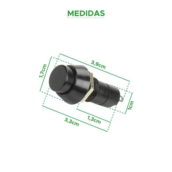 Imagem de 10x Chave Push Button 2 Terminais N/A Psb-11b - Preto