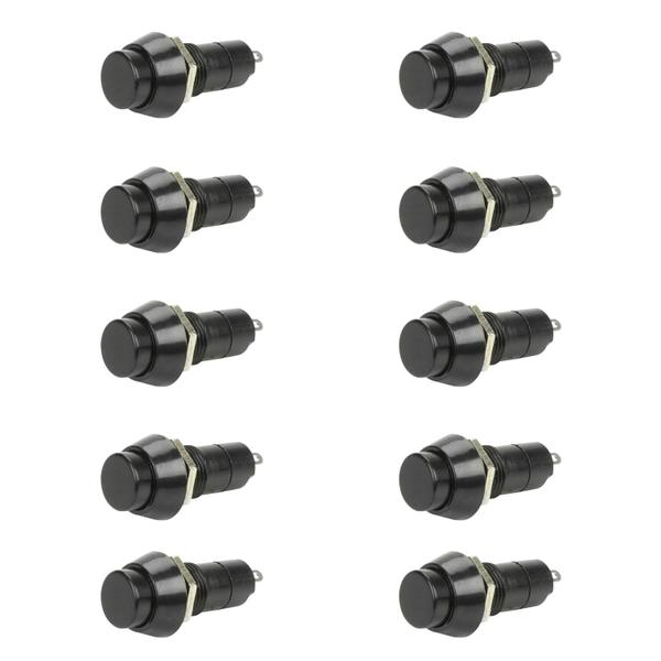 Imagem de 10x Chave Push Button 2 Terminais N/A Psb-11b - Preto