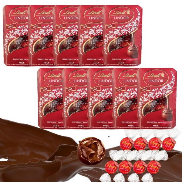 Imagem de 10x Cornet Trufas Chocolate Lindt Lindor Ao Leite 200g