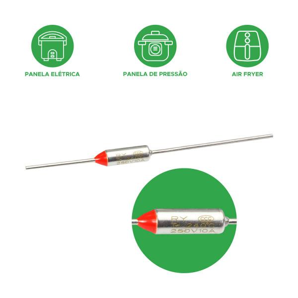 Imagem de 10x Fusível Térmico 240 10a 250v 240 Graus Para Fritadeira - Green