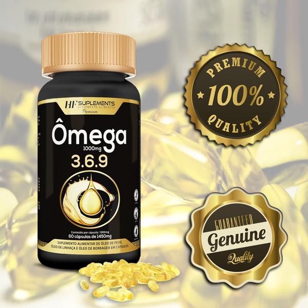 Imagem de 10x OMEGA 3 6 9 60CAPS PEIXE LINHAÇA BORRAGEM HF SUPLEMENTS