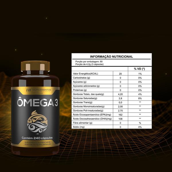 Imagem de 10x omega 3 oleo de peixe premium 240caps hf suplementos