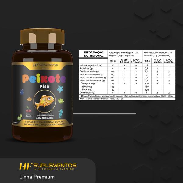 Imagem de 10x PEIXOTE OMEGA 3 KIDS MASTIGAVEL 120CAPS HF SUPLEMENTOS