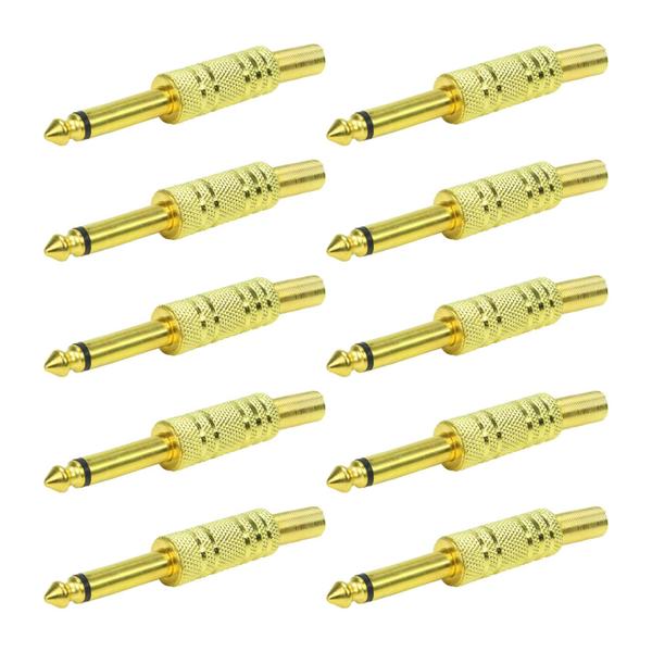 Imagem de 10x Plug P10 Estéreo Premium Profissional Série Gold 