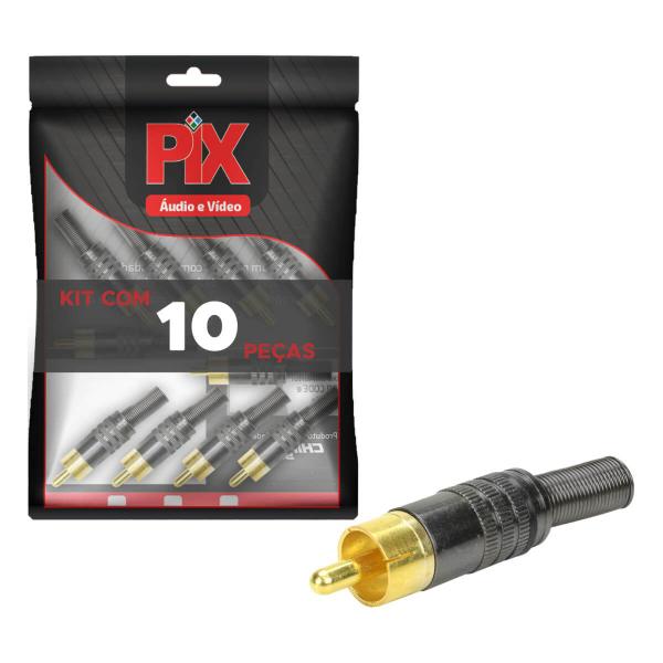 Imagem de 10x Plug Rca Macho profissional Grafite - Ponta Ouro 24k