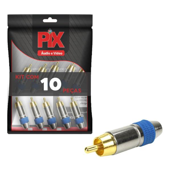 Imagem de 10x Plug Rca Macho profissional Style Pix Ponta Ouro 24k