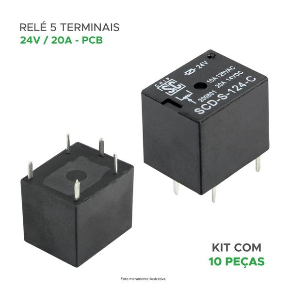 Imagem de 10x Relé Sca 5 Terminais - 24v 20a - Pcb - Alta Qualidade