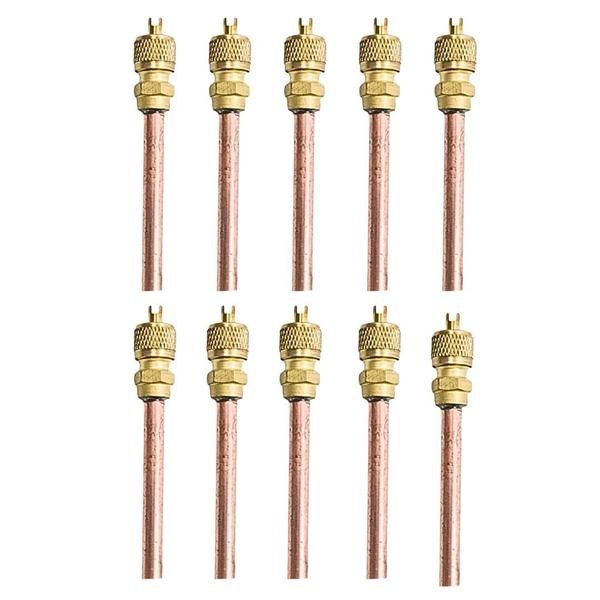 Imagem de 10x Válvulas Serviço Schrader 1/4 50mm Cobre Refrigeração