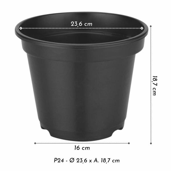 Imagem de 10X Vasos Plantio P24 (5,5 Litros) Preto INJEPLASTEC