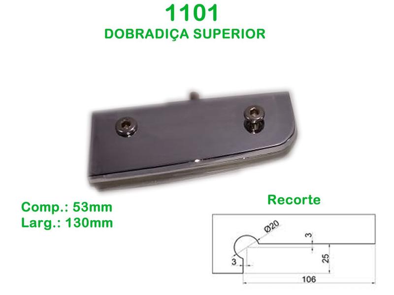 Imagem de 1101 - Dobradiça Superior Para Vidro Temperado - Tradicional