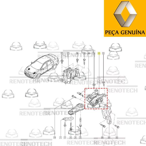 Imagem de 112206677r - coxim do câmbio esquerdo - 2.0 16v m4r - automático - fluence