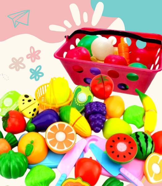 Imagem de 11pç Comidinha De Brinquedo Frutas E Legume Infantil C/ Velc de cortar crec