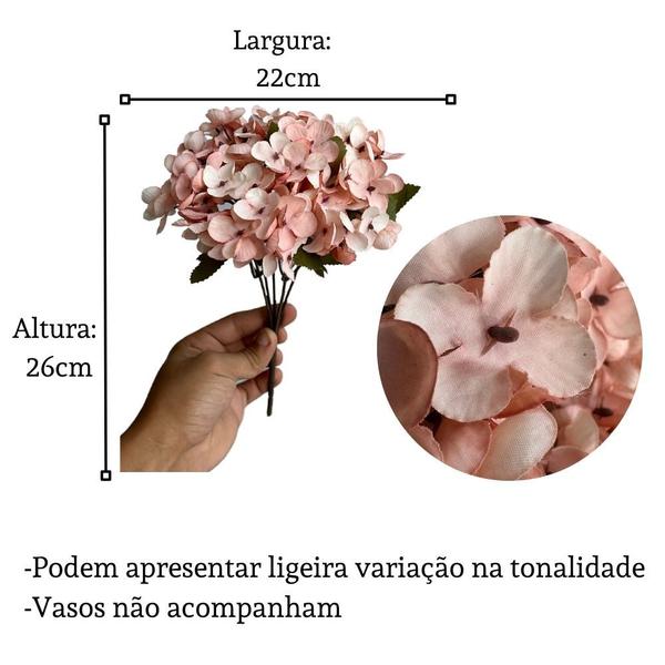 Imagem de 12 buques flores artificiais mini hortênsia artificial decorativa p guirlanda cestas preço atacado - DE1923