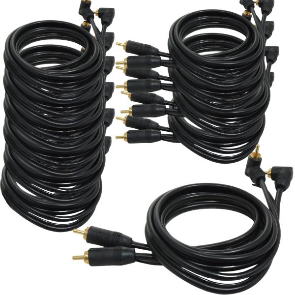 Imagem de 12 Cabo Rca 1 Metro Technoise Série 100 Pro Conector L Preto