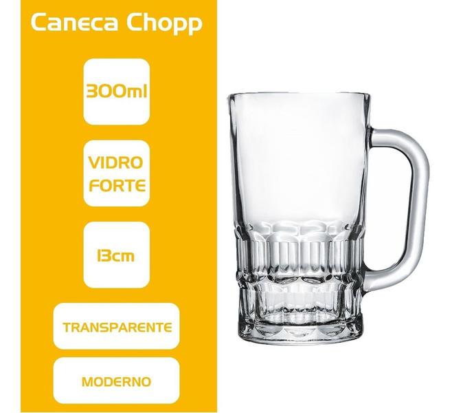 Imagem de 12 Canecas De Chopp Cerveja De Vidro 300ml Bar Restaurante