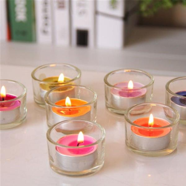 Imagem de 12 Castiçal De Vidro Redondo Para Decoração Pote Porta Velas