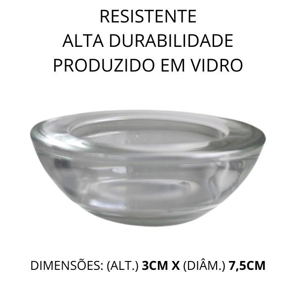 Imagem de 12 Castiçal Redondo Vidro Porta Vela de Mesa 7,5cm Kit Luxo