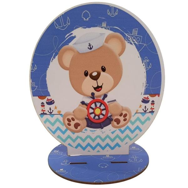 Imagem de 12 Centros Mesa Urso azul Personalizado Lembranças Festa