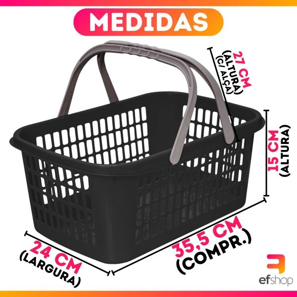 12 Cesta Cestinha Plástica Supermercado Mercado Reforçado 9L - Usual Utilidades Imagem de 12 Cesta Cestinha Plástica Supermercado Mercado Reforçado 9L