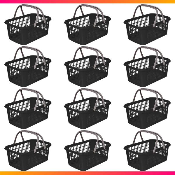 12 Cesta Cestinha Plástica Supermercado Mercado Reforçado 9L - Usual Utilidades Imagem de 12 Cesta Cestinha Plástica Supermercado Mercado Reforçado 9L