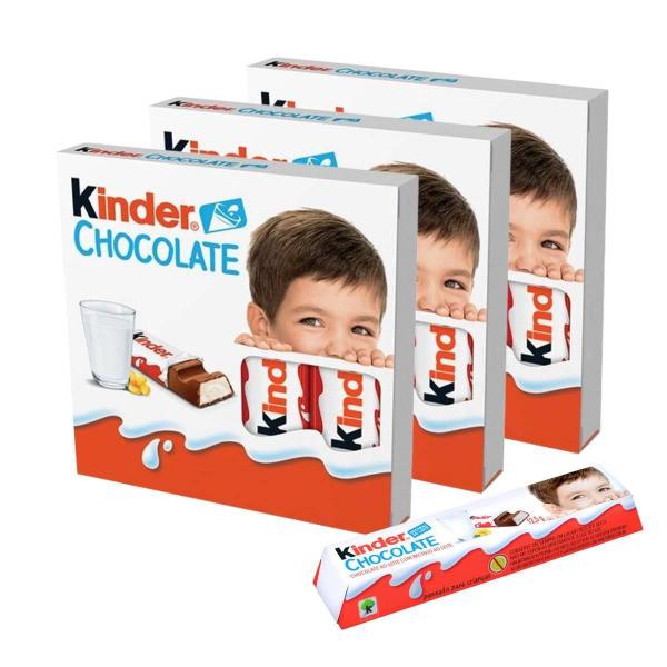 12 Chocolate, 3 Pacotes De 4 Barrinhas Kinder Imagem de 12 Chocolate, 3 Pacotes De 4 Barrinhas Kinder