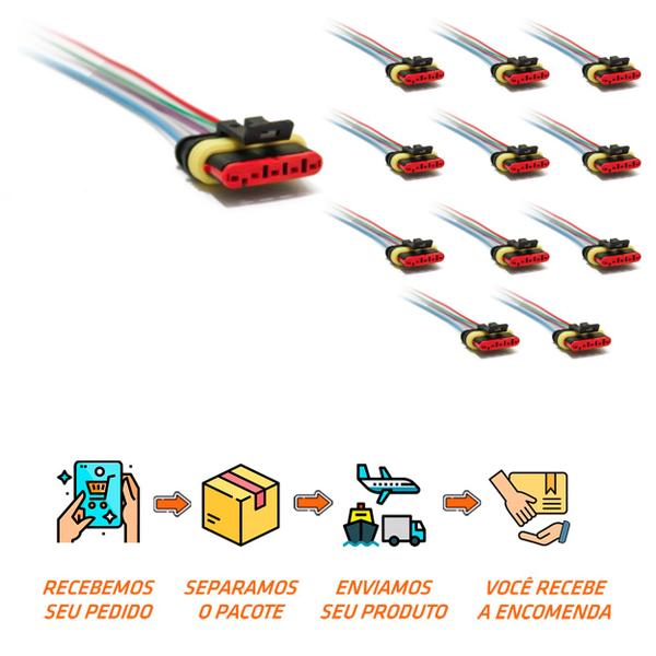 Imagem de 12 Conector Chicote Lanterna LED Lateral Facchini 5 vias