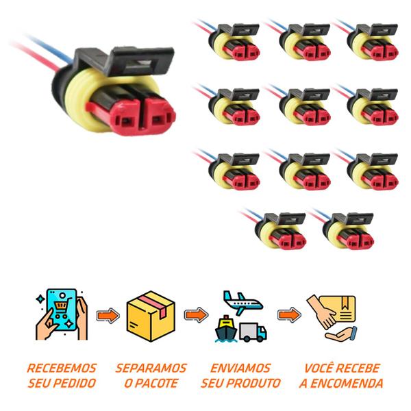 Imagem de 12 Conector Chicote Lanterna LED Lateral Randon 2 vias