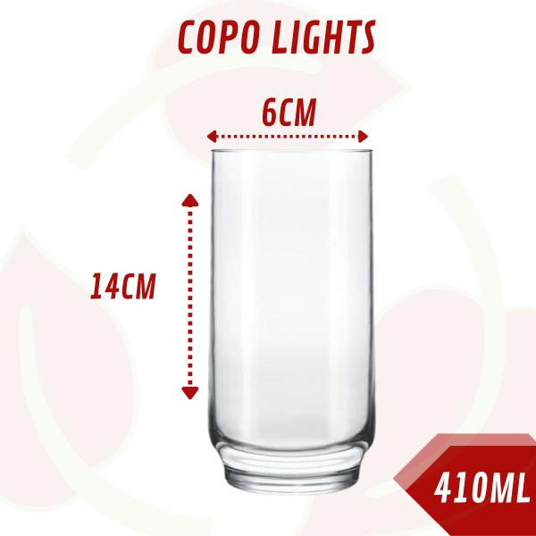 Imagem de 12 Copo de Vidro Lights 410ML Transparente Long Drink Suco